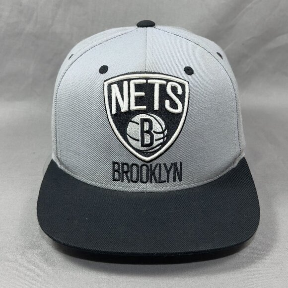 Mitchell & Ness Brooklyn Nets NBA Snapback Hat Gray Adjustable Basketball Mens - Picture 3 of 16